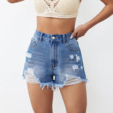 Short taille haute décontracté en denim ample